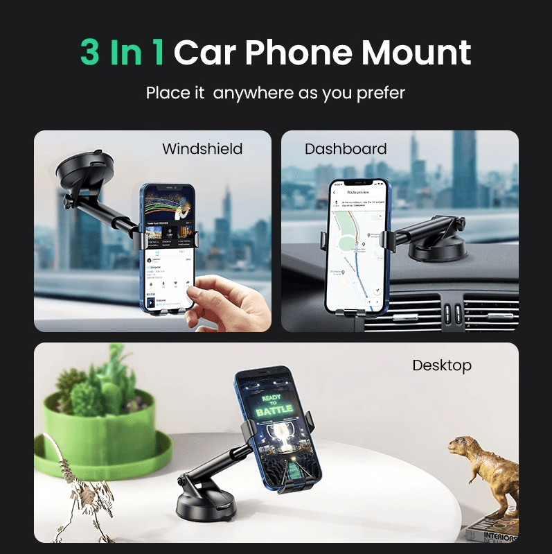 حامل هاتف Ugreen Gravity مع تثبيت بكأس شفط (60990B) — صورة 9