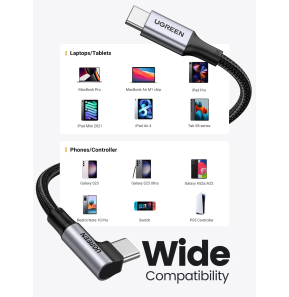 Câble Ugreen USB-C vers USB-C 5A 100W - 1 mètre (70643)