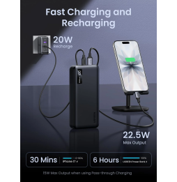 Banque d'alimentation Ugreen 20000 mAh Charge rapide de 22,5 W (25683)