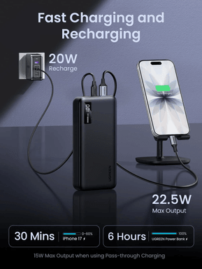 Banque d'alimentation Ugreen 20000 mAh Charge rapide de 22,5 W (25683) — image 8