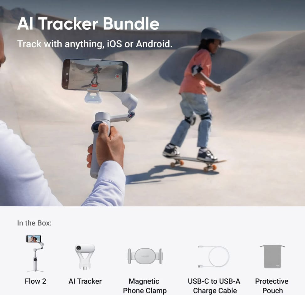 Stabilisateur Insta360 Flow 2 AI Tracker Bundle Gris (Stone Gray) — image 2