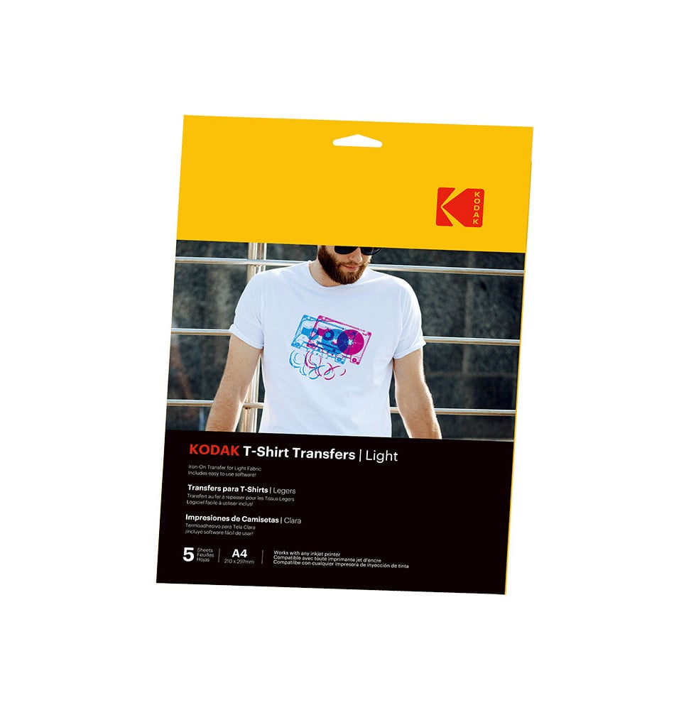 Kodak Papier Transfert Textiles Clair T-Shirt - Pack 5 feuille (850033510560)
