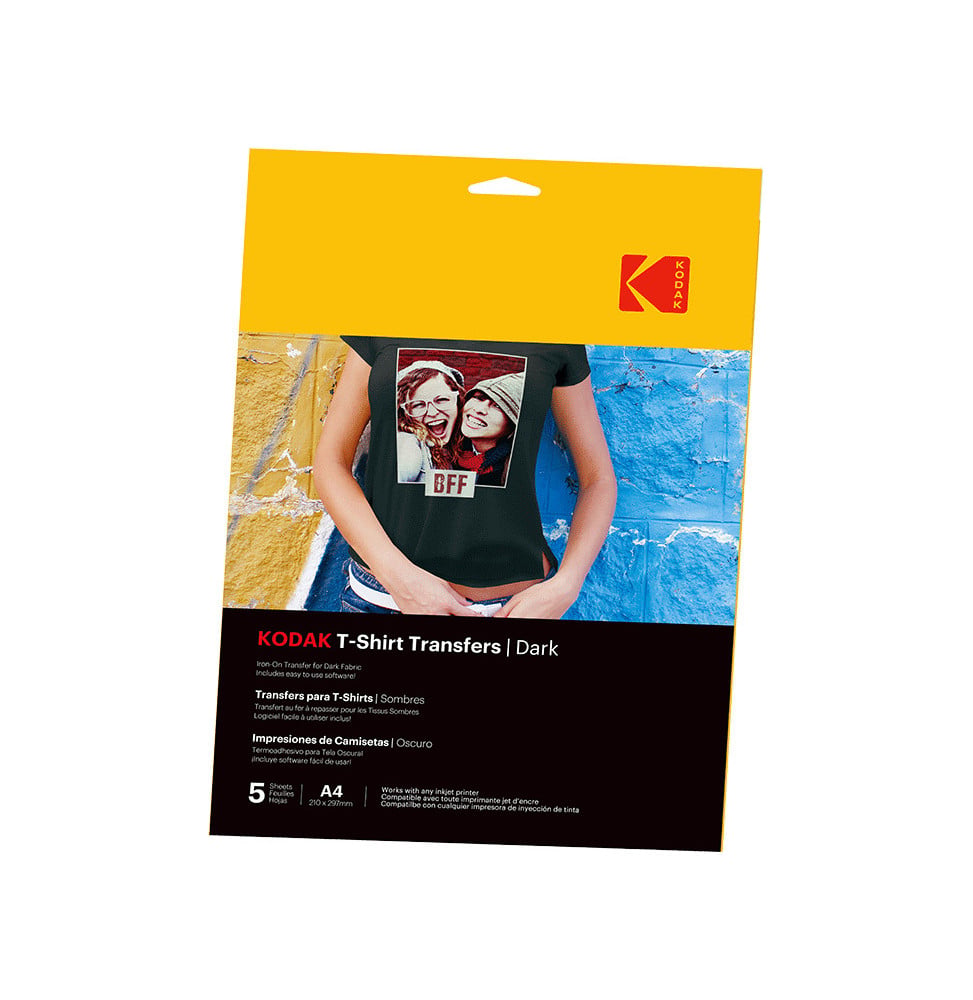Kodak Papier Transfert Textiles Fancés T-Shirt - Pack 5 feuille (850033510553)