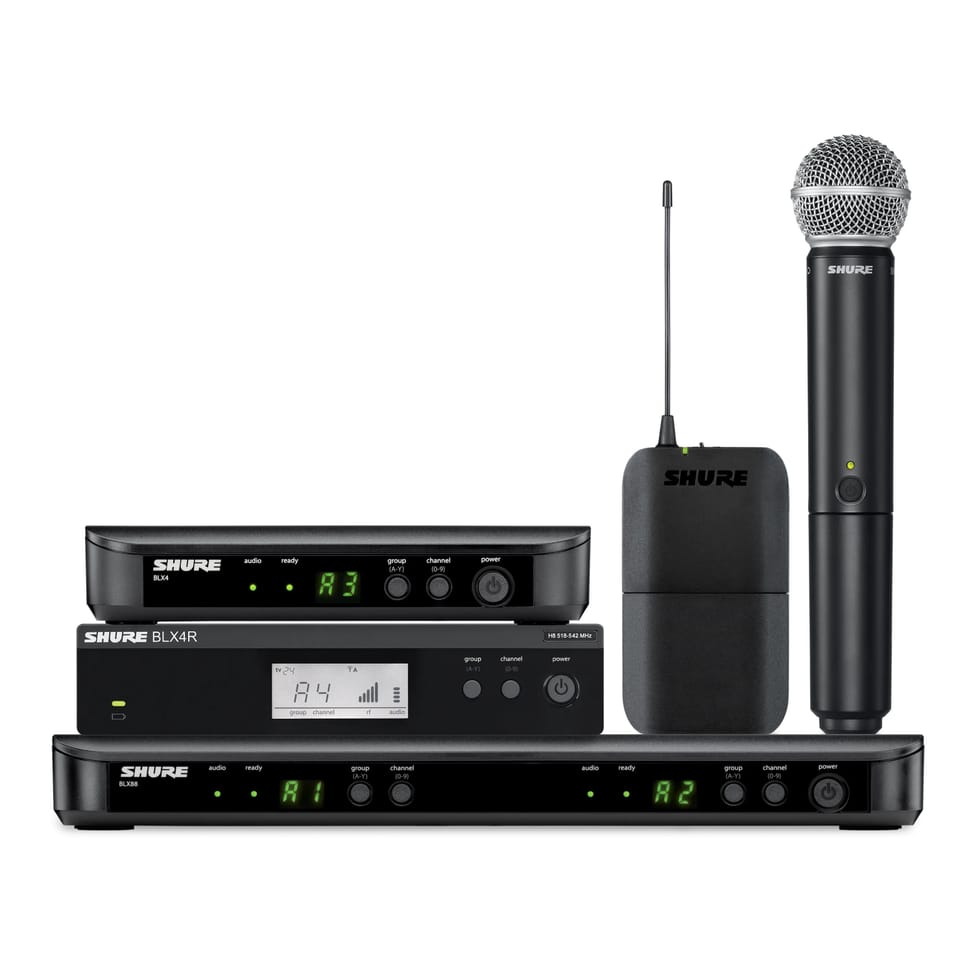 نظام لاسلكي مزدوج Shure BLX288E/SM58 مع 2 ميكروفون غناء SM58 (نطاق H8E) — صورة 1