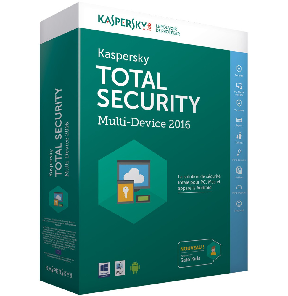 Kaspersky Internet Security Multi-Device 2016 - 5 Postes (pour PC, Mac et Android)