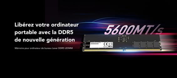Barrette mémoire Lexar U-DIMM 32 Go DDR5 5600 MHz - PC Bureau (LD5U32G56C46ST-BGS)