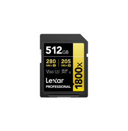 Carte SD Lexar Professional 1800x GOLD SDXC UHS-II 512 Go 280MB/s (LSD1800512G-BNNNG)