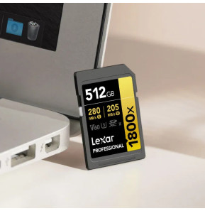 Carte SD Lexar Professional 1800x GOLD SDXC UHS-II 512 Go 280MB/s (LSD1800512G-BNNNG)