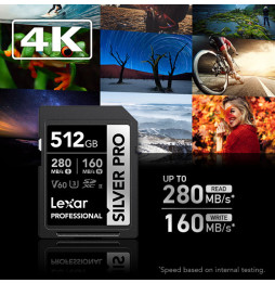 Carte SD Lexar Professional SILVER PRO SDXC UHS-II 512 Go 280MB/s (LSDSIPR512G-BNNNG)