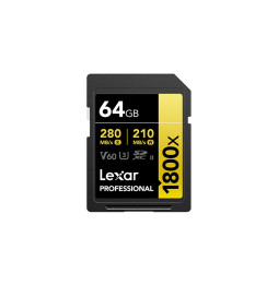 Carte SD Lexar Professional 1800x GOLD SDXC UHS-II 64 Go 280MB/s (LSD1800064G-BNNNG)