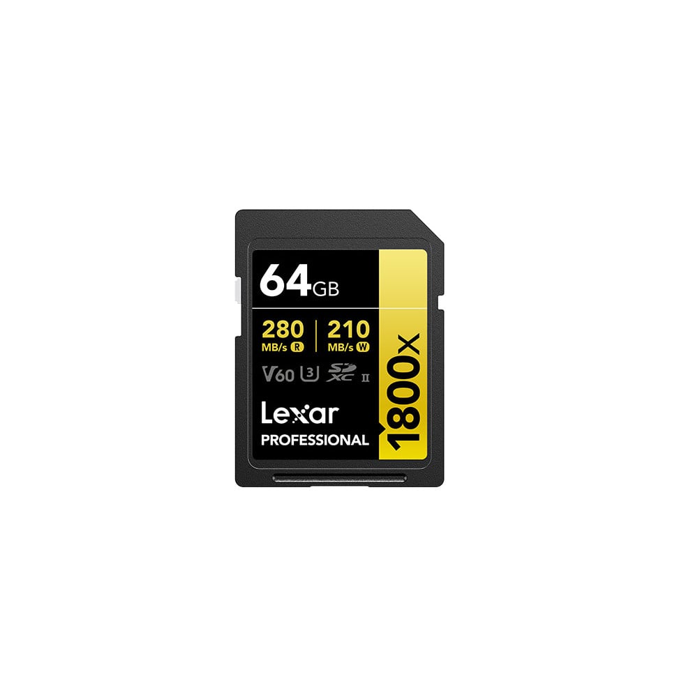 Carte SD Lexar Professional 1800x GOLD SDXC UHS-II 64 Go 280MB/s (LSD1800064G-BNNNG)