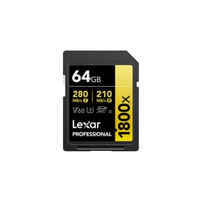 Carte SD Lexar Professional 1800x GOLD SDXC UHS-II 64 Go 280MB/s (LSD1800064G-BNNNG)