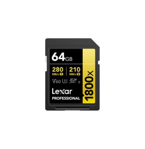 Carte SD Lexar Professional 1800x GOLD SDXC UHS-II 64 Go 280MB/s (LSD1800064G-BNNNG)