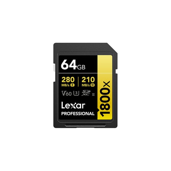 Carte SD Lexar Professional 1800x GOLD SDXC UHS-II 64 Go 280MB/s (LSD1800064G-BNNNG)