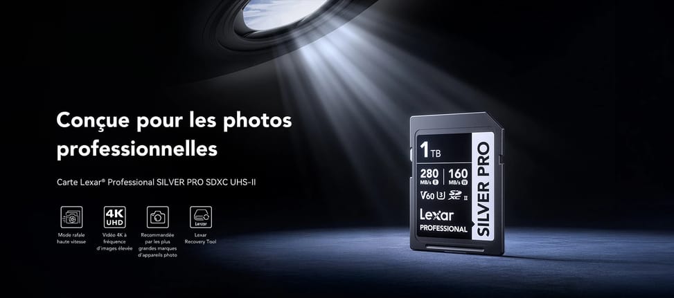 Carte SD Lexar Professional SILVER PRO SDXC UHS-II 128 Go 280MB/s (LSDSIPR128G-BNNNG)