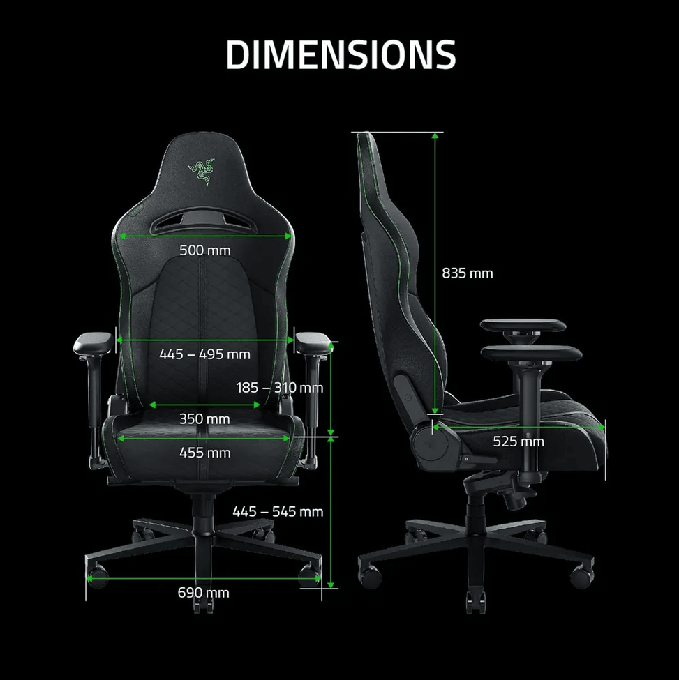 Razer Enki Gaming Chair Black (Green Logo) (8886419354109) — image 9