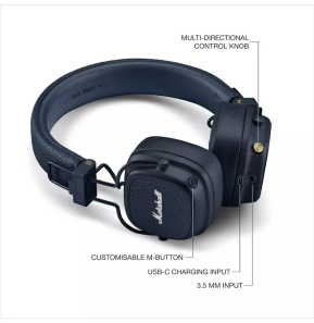 Casque Bluetooth Marshall Major V - Midnight Blue (7340055408479)