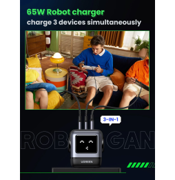 Chargeur rapid Ugreen Uno 3 ports 65W (25685B)