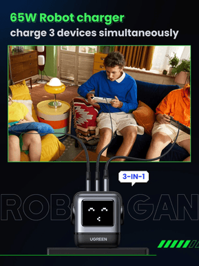 Chargeur rapid Ugreen Uno 3 ports 65W (25685B) — image 5