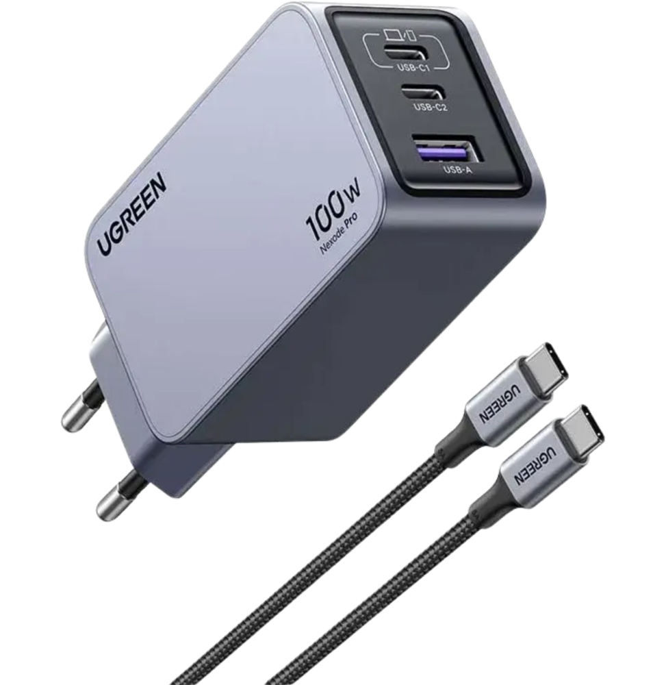 Chargeur rapid Ugreen Nexode Pro 100W GaN Charger 3-Port Avec cable 1.5M (25874)