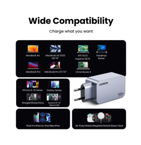 Chargeur rapid Ugreen Nexode Pro 100W GaN Charger 3-Port Avec cable 1.5M (25874)