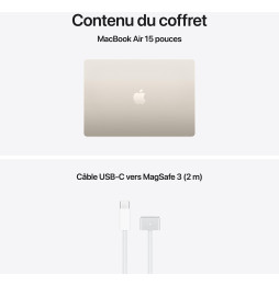 Apple MacBook Air 15 pouces M5 16 Go 1 To Lumière Stellaire (MDVE4FN/A)