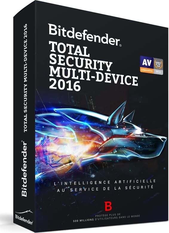 Bitdefender Total Security Multi-Device 2016 (Windows, Mac OS et Android) - 3 postes / 1 an