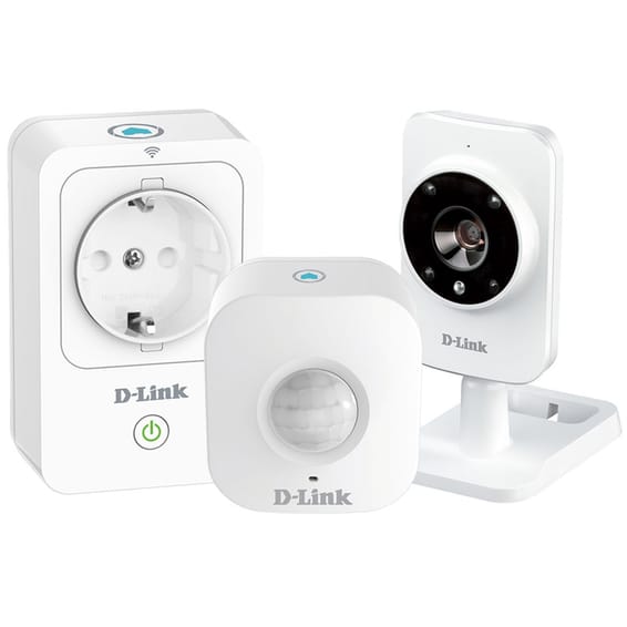 Kit de démarrage D-LINK avec caméra réseau (Wi-Fi b/g/n/ac) infrarouge, détecteur de mouvement et prise intelligente