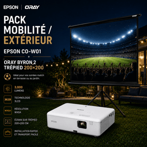 Pack Salle polyvalente : vidéoprojecteur Epson CO-W01 + écran sur trépied Oray 200 × 200