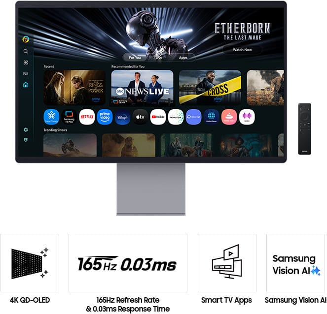 Samsung Smart Monitor M9 32" Smart TV Apps 4K OLED