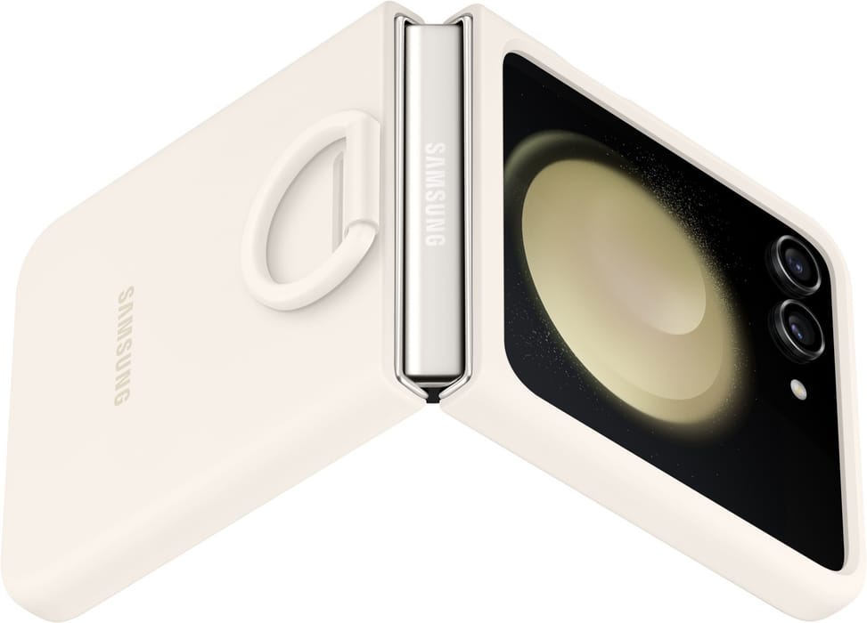 Samsung Galaxy Z Flip5 Silicone Case With Ring Cream