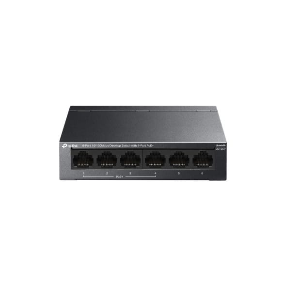 جهاز Switch TP-Link LS106P 6 منافذ 10/100 Mbps مكتبي مع 4 منافذ PoE+ (LS106P) — صورة 1