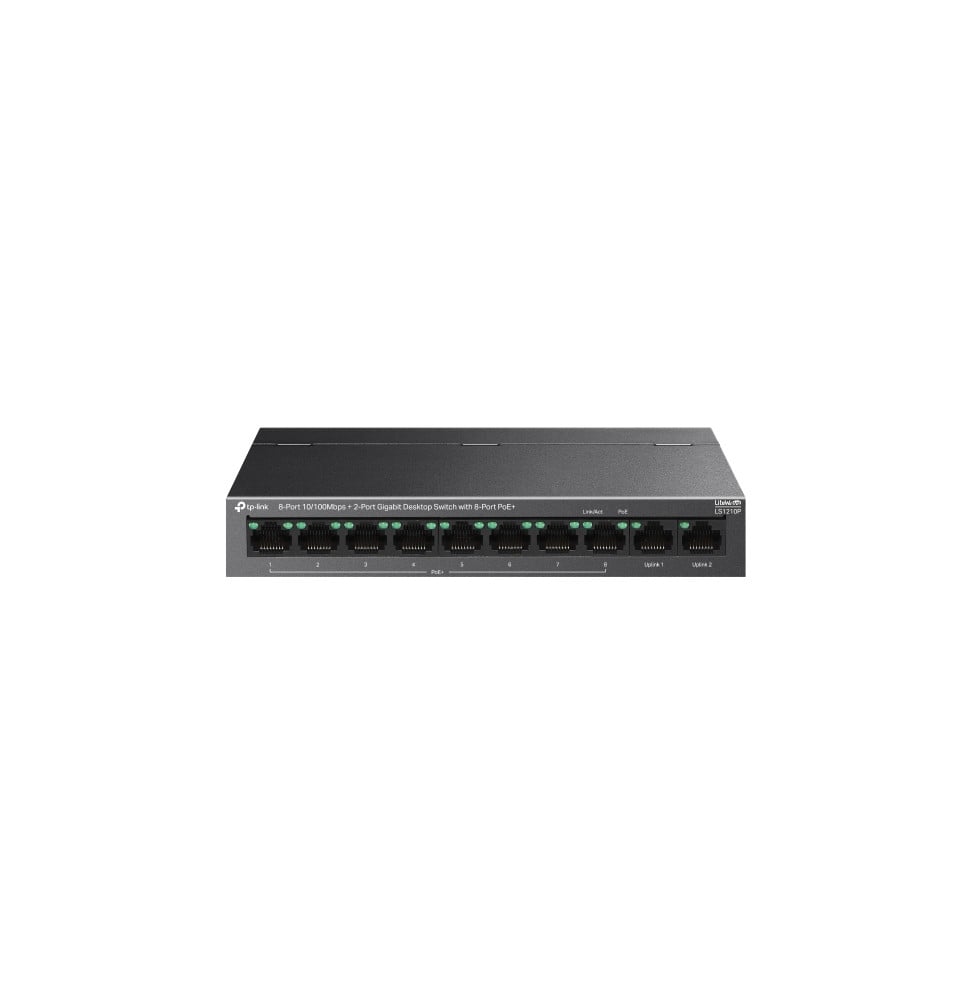 Switch TP-Link LS1210P 10 ports (8×10/100 PoE+ + 2 Gigabit) de bureau