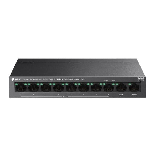 جهاز Switch مكتبي TP-Link LS1210P 8 منافذ PoE+ 10/100 + 2 Gigabit (LS1210P) — صورة 1