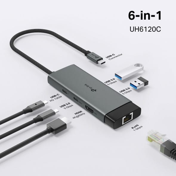 TP-Link UH6120C USB-C 6-in-1 100 W Hub (UH6120C) — image 4