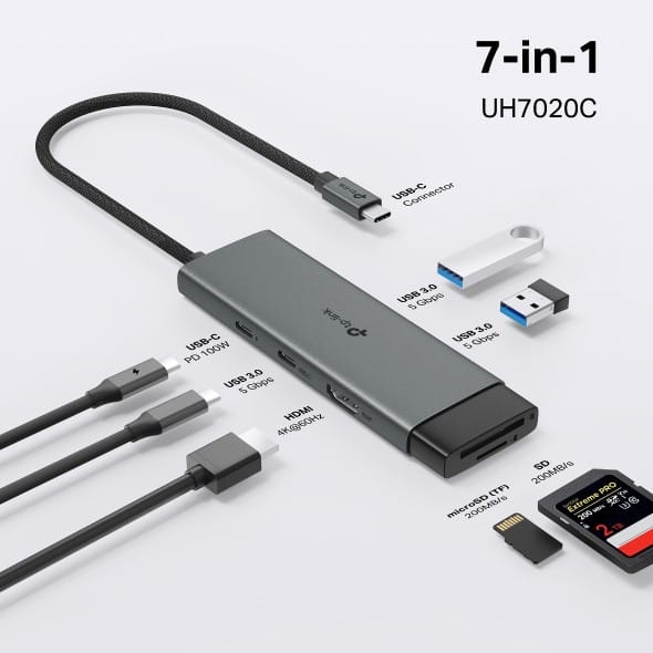 Hub USB Type-C 7-en-1 TP-Link UH7020C (HDMI 4K, lecteurs SD/microSD, charge 100 W)