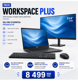 Pack Workspace Plus: PC portable 15″ PV15250 + Écran 24″ E2425HM + Clavier-souris sans fil KM5221W