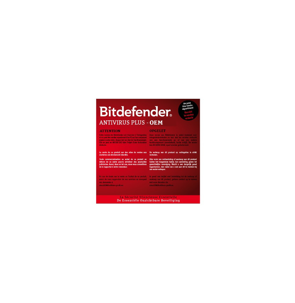 Bitdefender Antivirus Plus 2015 - OEM Licence 1 An 1 Poste
