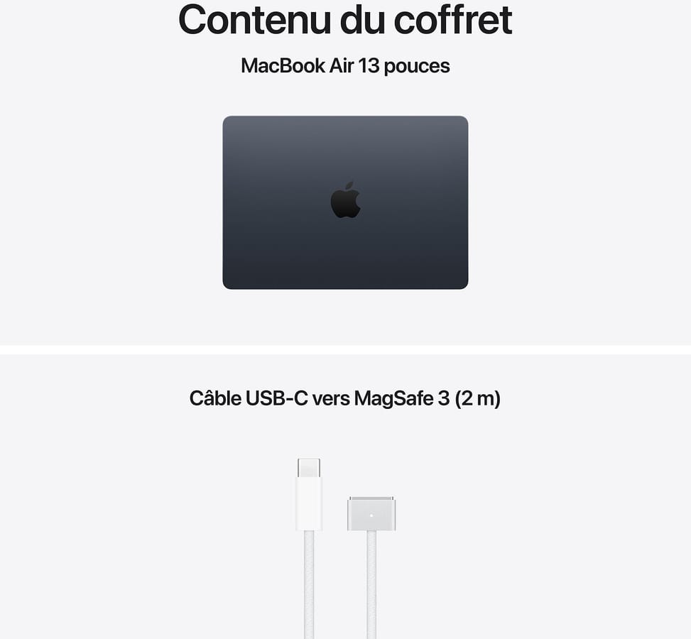 Ordinateur portable Apple MacBook Air 13 pouces M5 16 Go 1 To Minuit (MDHF4FN/A)