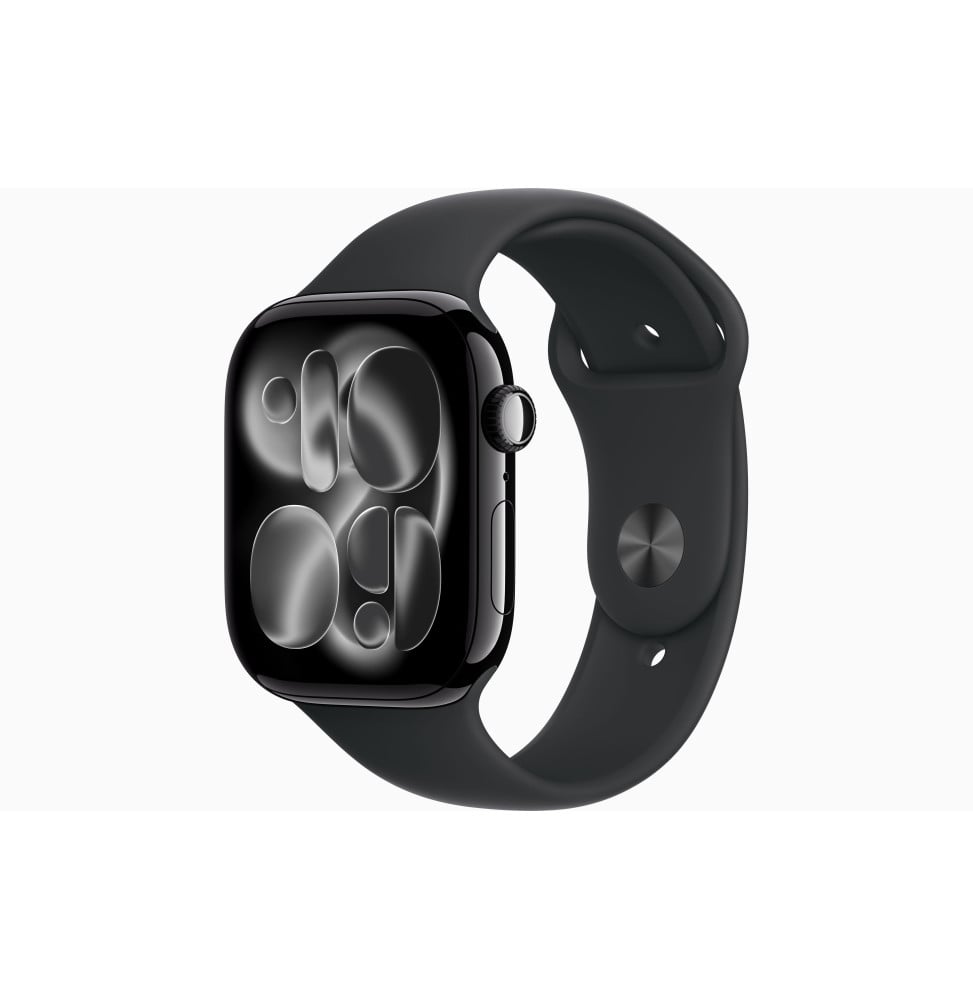 Montre connectée Apple Watch Series 11 GPS 46 mm Jet Black boîtier aluminium, Black Sport Band M/L (MEUX4AF/A)
