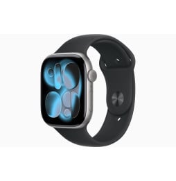 Montre connectée Apple Watch Series 11 GPS 46 mm Space Grey boîtier aluminium, Black Sport Band M/L (MEV44AF/A)