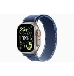 Montre connectée Apple Watch Ultra 3 GPS + Cellular 49 mm Natural boîtier titane, Blue/Bright Blue Trail Loop S/M (MEWR4AF/A)