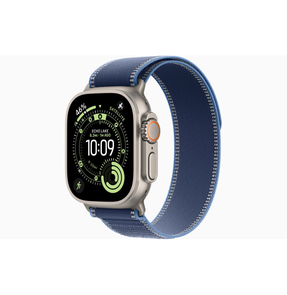 Montre connectée Apple Watch Ultra 3 GPS + Cellular 49 mm Natural boîtier titane, Blue/Bright Blue Trail Loop S/M (MEWR4AF/A)