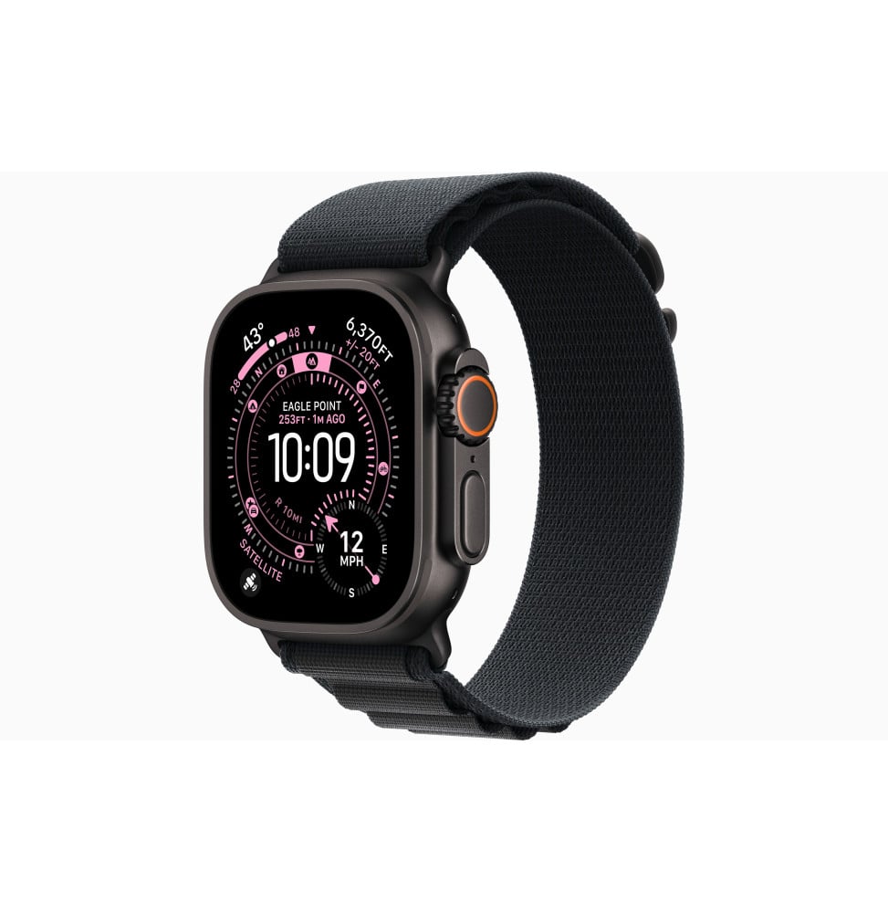 Montre connectée Apple Watch Ultra 3 GPS + Cellular 49 mm Black boîtier titane, Black Alpine Loop Large (MF0X4AF/A)