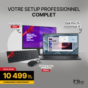 Pack Workspace Plus: PC portable 15″ PV15250 + Écran 24″ E2425HM + Clavier-souris sans fil KM5221W