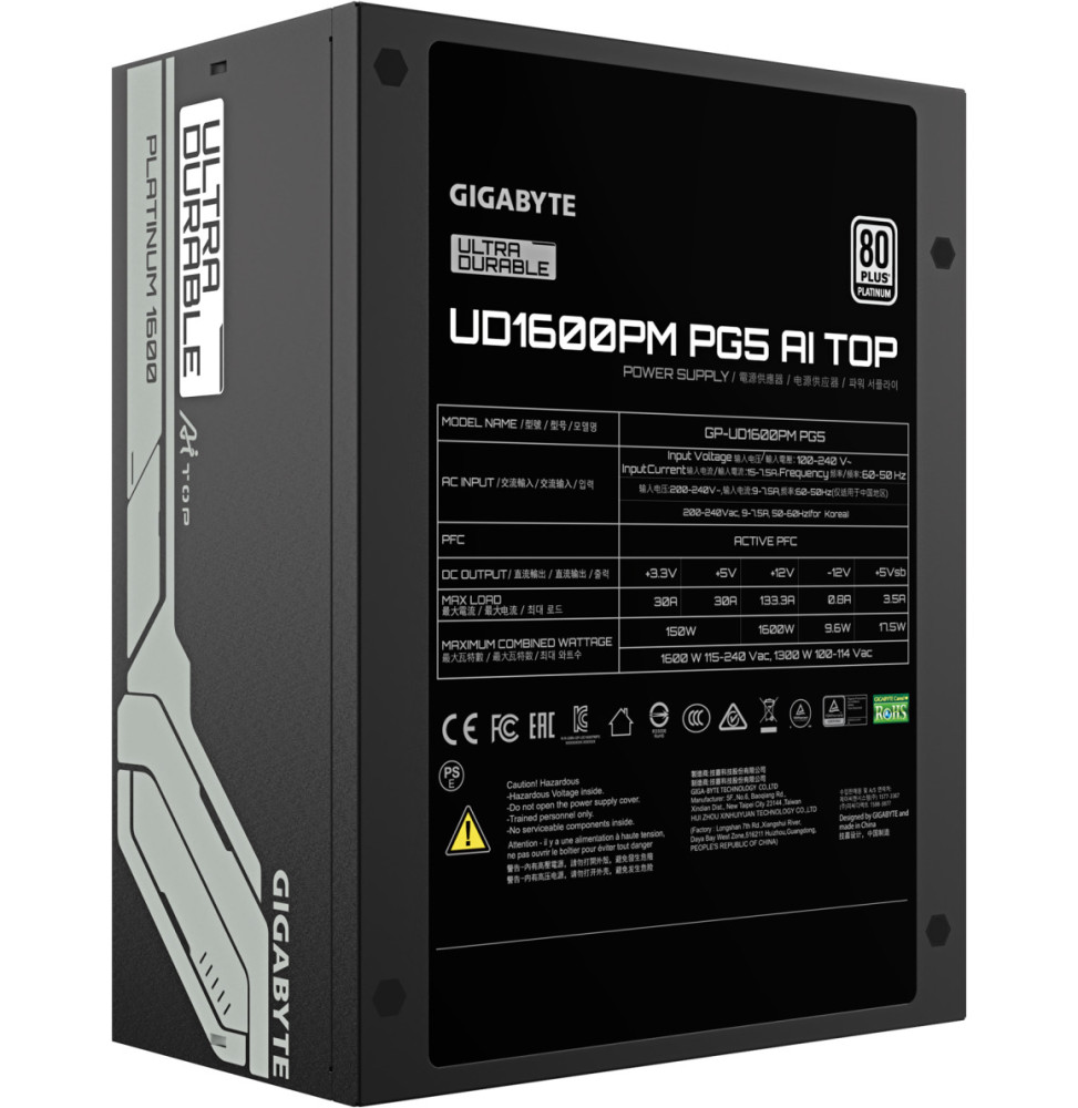 مزود طاقة للحاسوب Gigabyte UD1600PM PG5 AI TOP 1600W 80+ Platinum — صورة 7