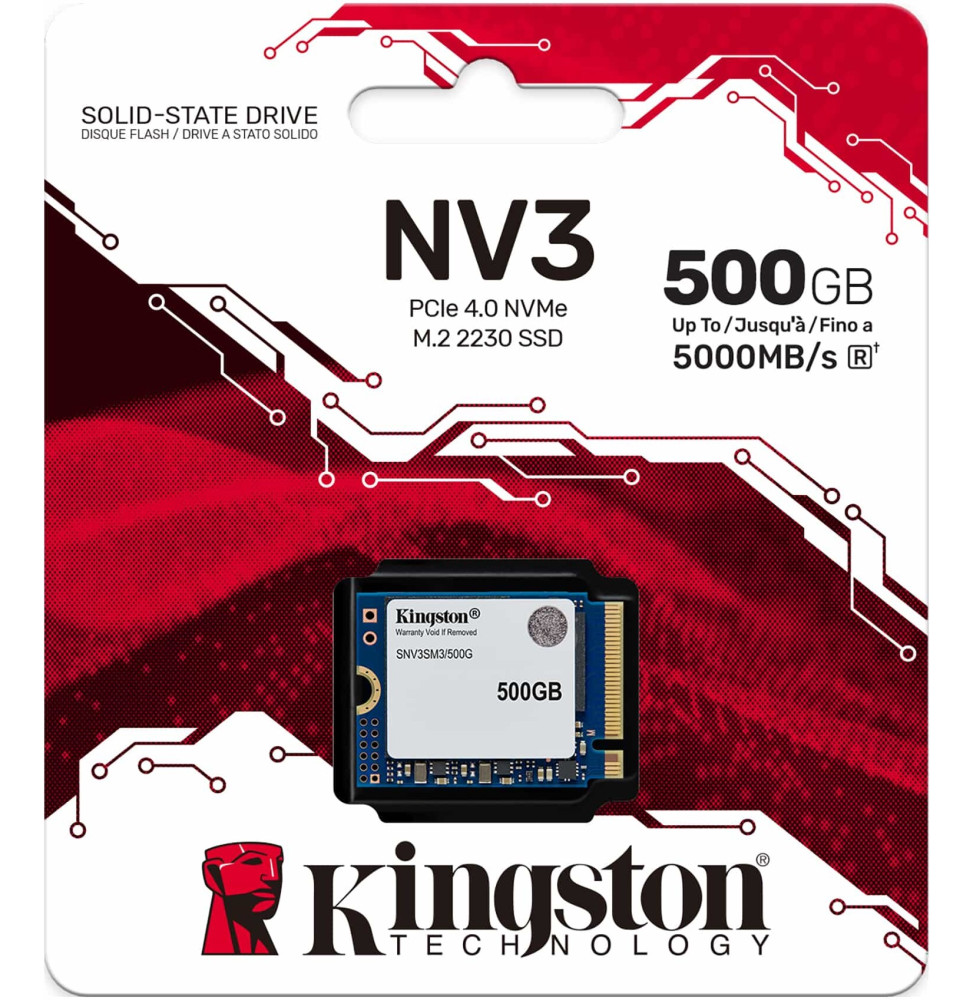 Disque Dur interne SSD Kingston NV3 M.2 2230 PCIe 4.0 x4 NVMe 500 Go (SNV3SM3/500G) — image 2