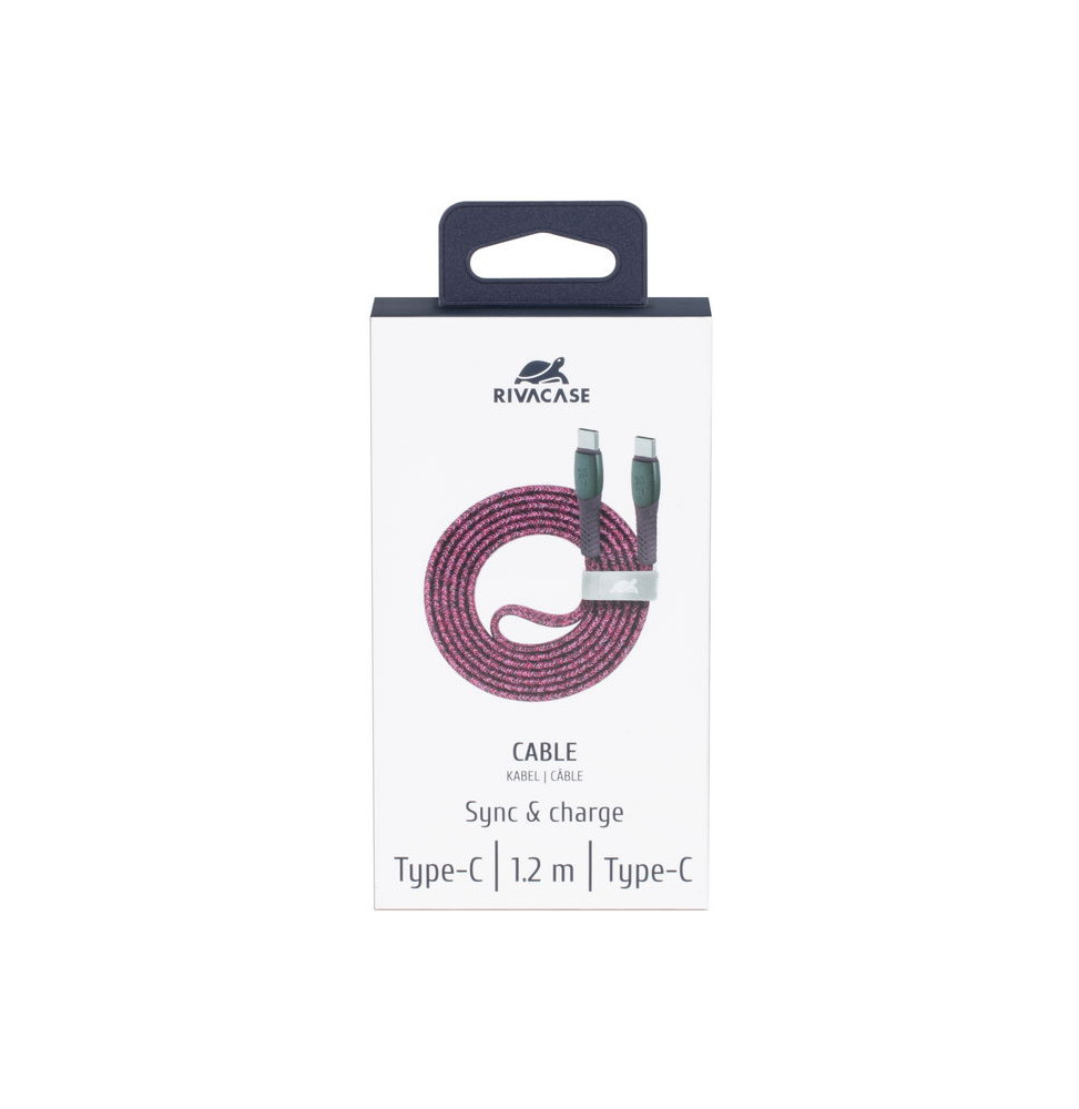 كابل Rivacase Type-C إلى Type-C 1.2 متر أحمر (PS6105RD12) — صورة 3