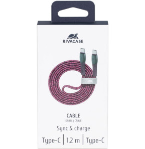 Câble Rivacase Type-C vers Type-C 1,2 mètre Rouge (PS6105RD12) — image 3