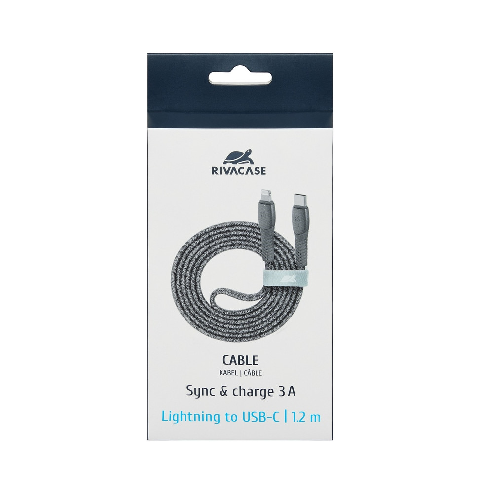 Rivacase Type-C to Lightning Cable 1.2 metre Braided Grey (PS6107GR12) — image 4